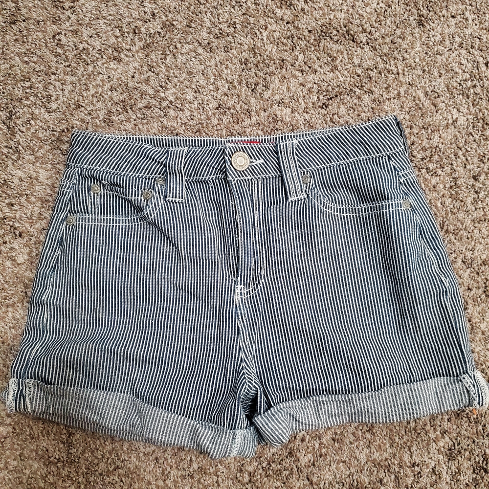 Dickies Blue and White‎ Jean Shorts with Rolled Cuffs